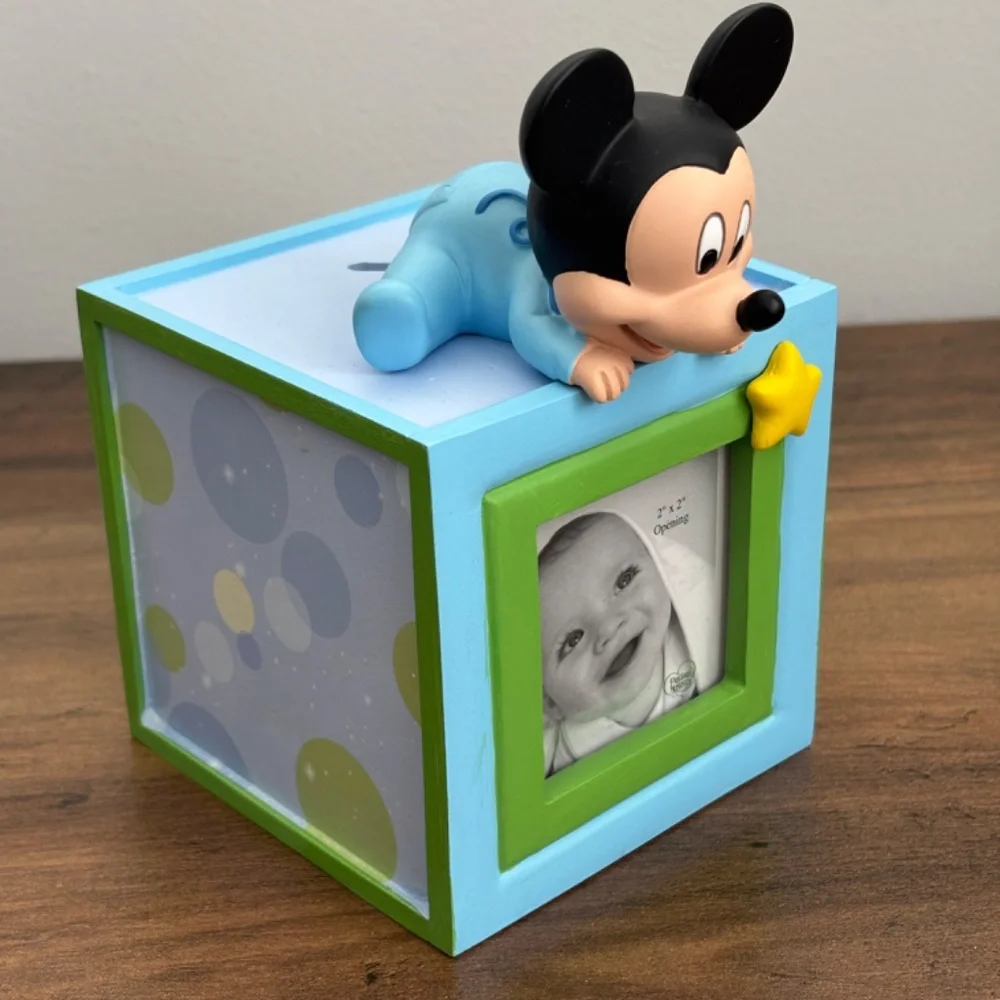 DISNEY BABY Mickey Mouse PRECIOUS MOMENTS Photo Cube Piggy Bank 152703 Showcase